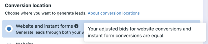 Website and Instant Form Conversion Locations